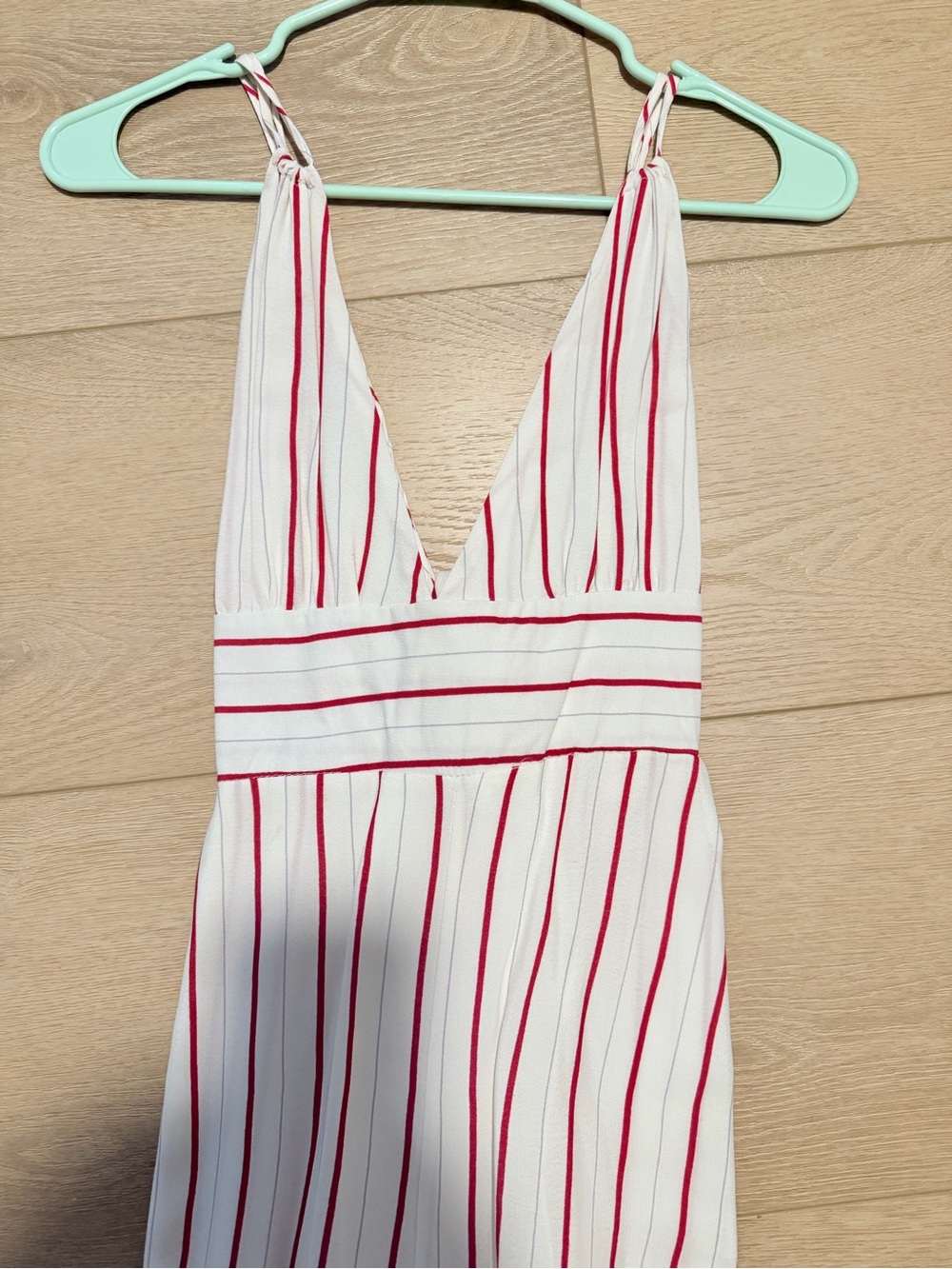 NWT White and Red Pinstripe Jumpsuit